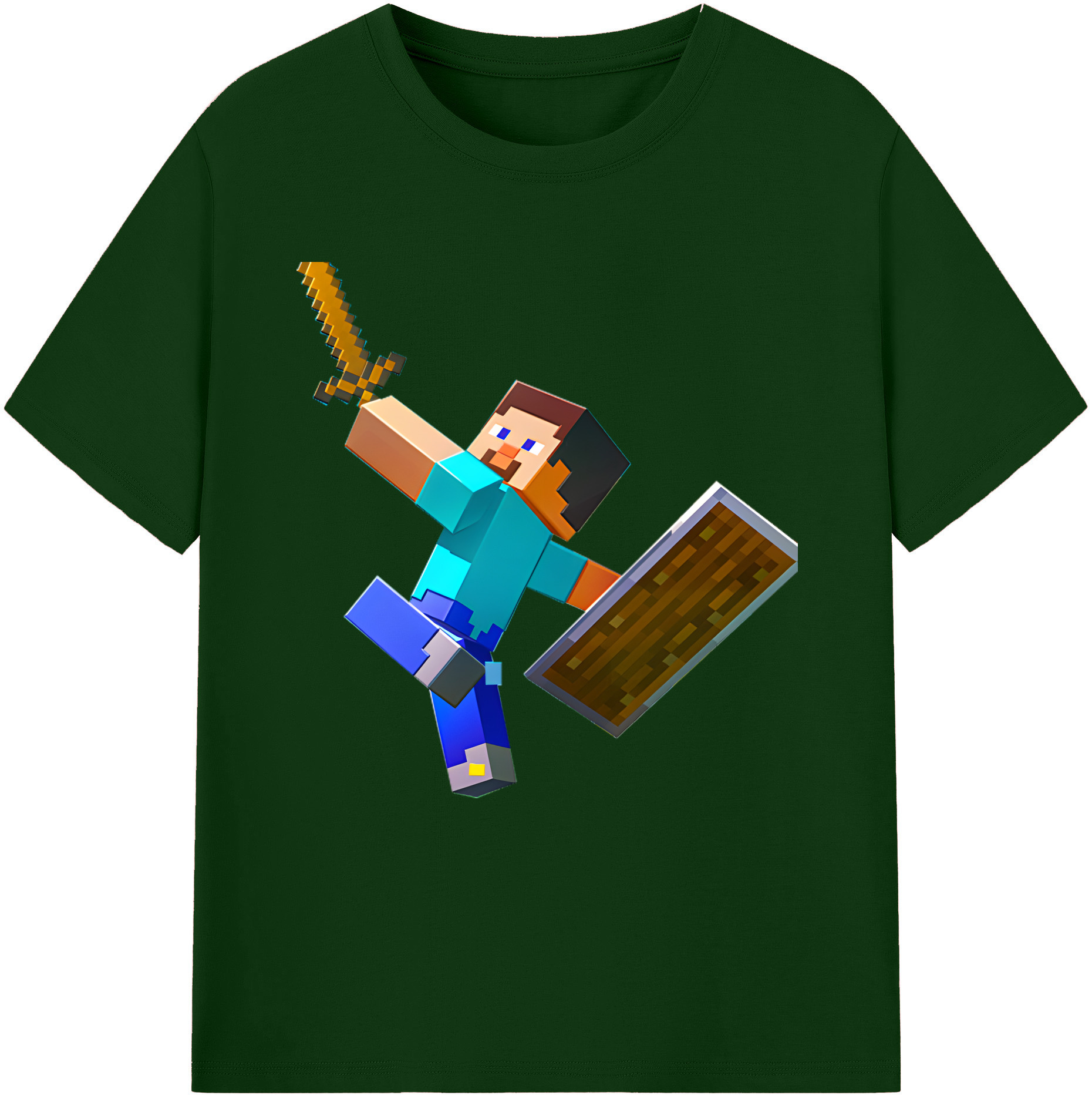 （画像用） マインクラフト ブロックの世界 Minecraft MC Block world 綿100％半袖Tシャツ（フロントプリント）